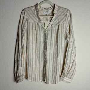 SOLD See U Soon NWT Striped Shimmer Button-Up Blouse